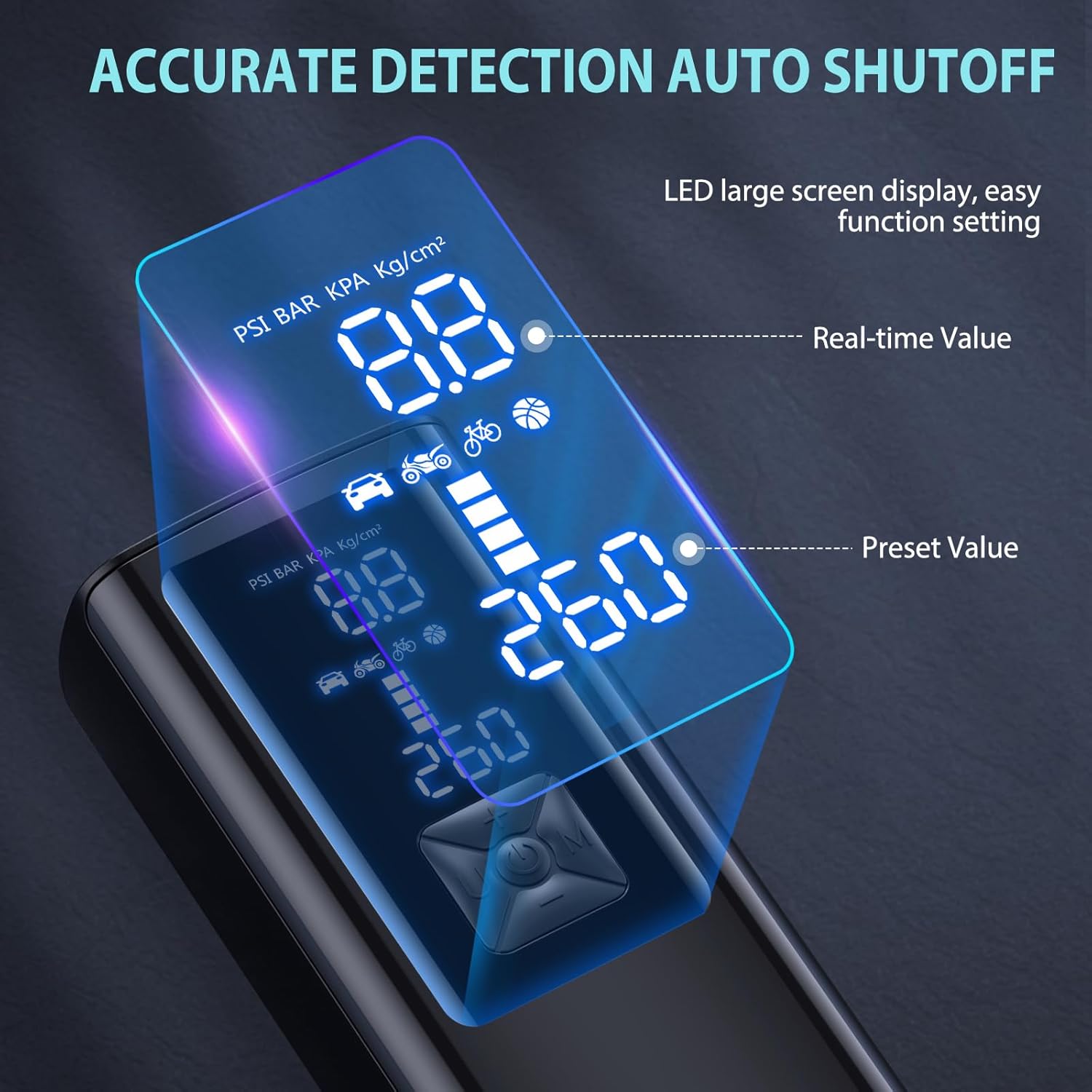 Tire Inflator Portable Air Compressor, 150PSI Tire Inflator with Pressure Gauge, 2X Faster Air Pump for Car, Blike, Motorcycle, Ball and More